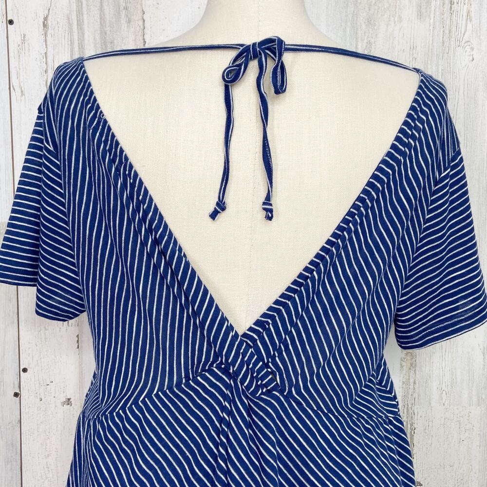 NWT Thyme + Honey Reversible Striped Top Blue White Tee Classic Preppy Size XL - Picture 5 of 12